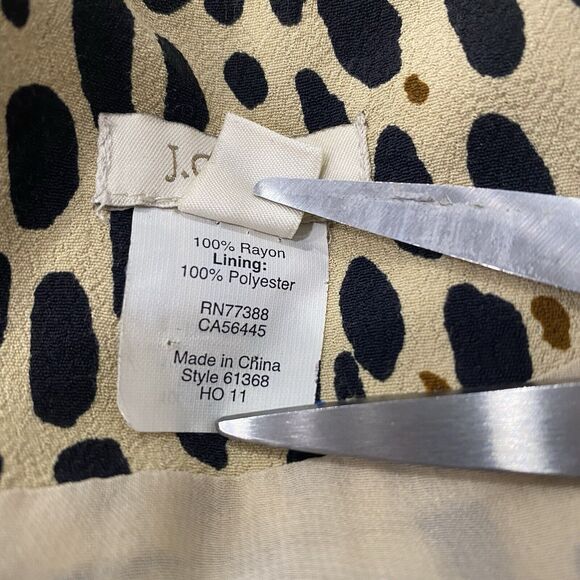 J. Crew 6 Tan Black Leopard Cheetah Print Long Sleeve Pockets Slip Shift Dress* - Picture 11 of 16